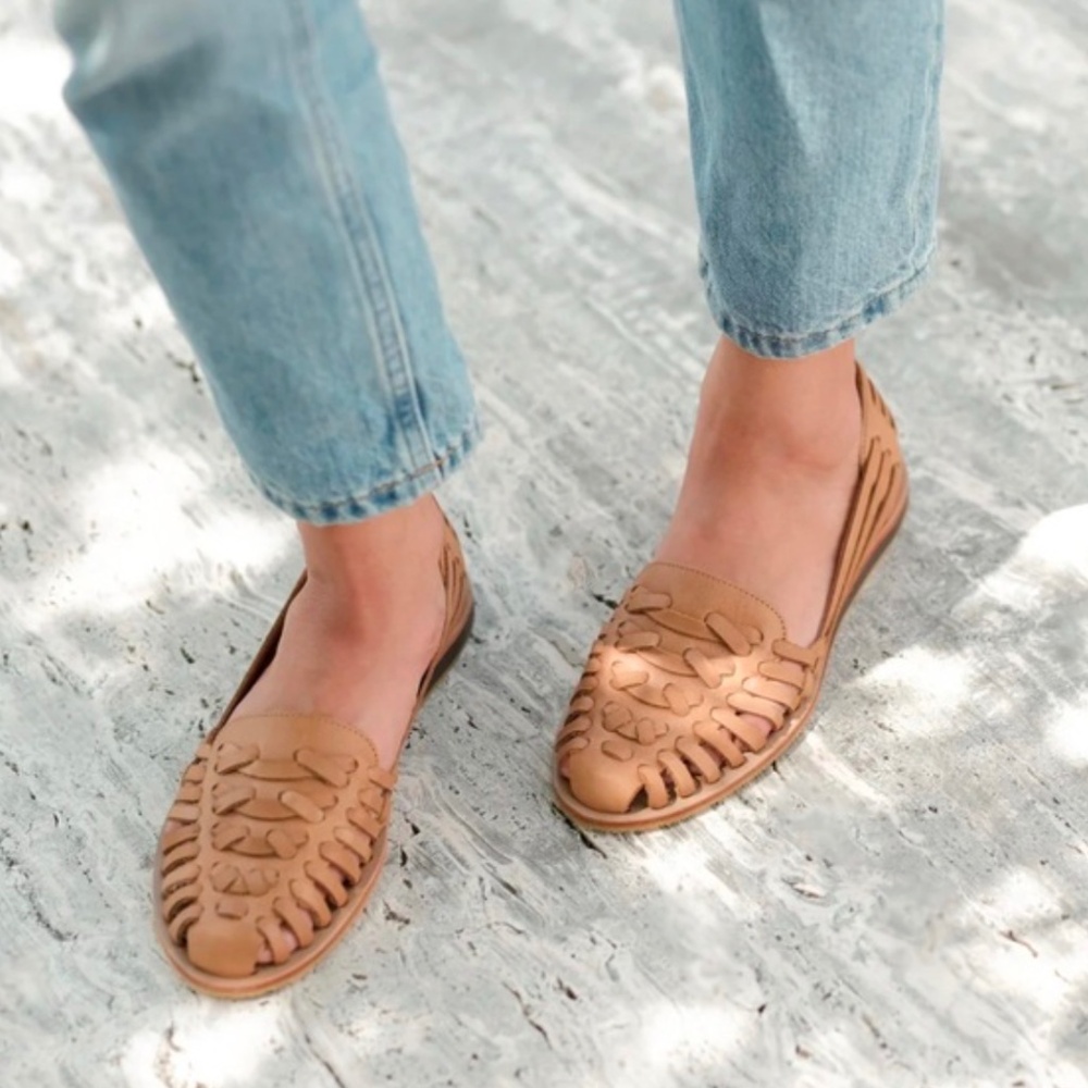 Nisolo Women’s Huarache Almond Brown Sandals sz 9